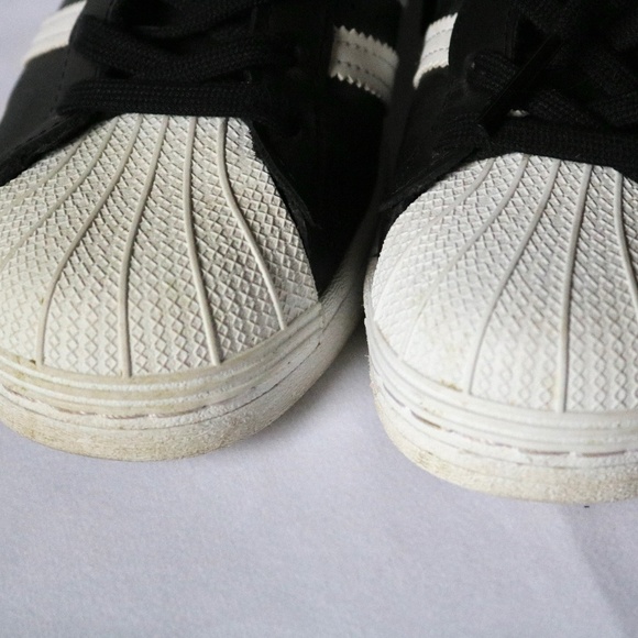 ADIDAS Superstar Leather Sneakers Running Shoes Black White Women's Size 7 - Picture 6 of 12